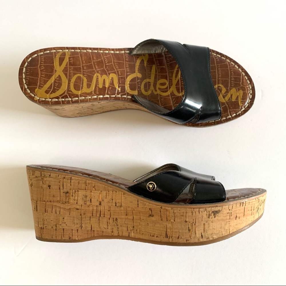 Sam Edelman Reid patent leather cork wedge sandal